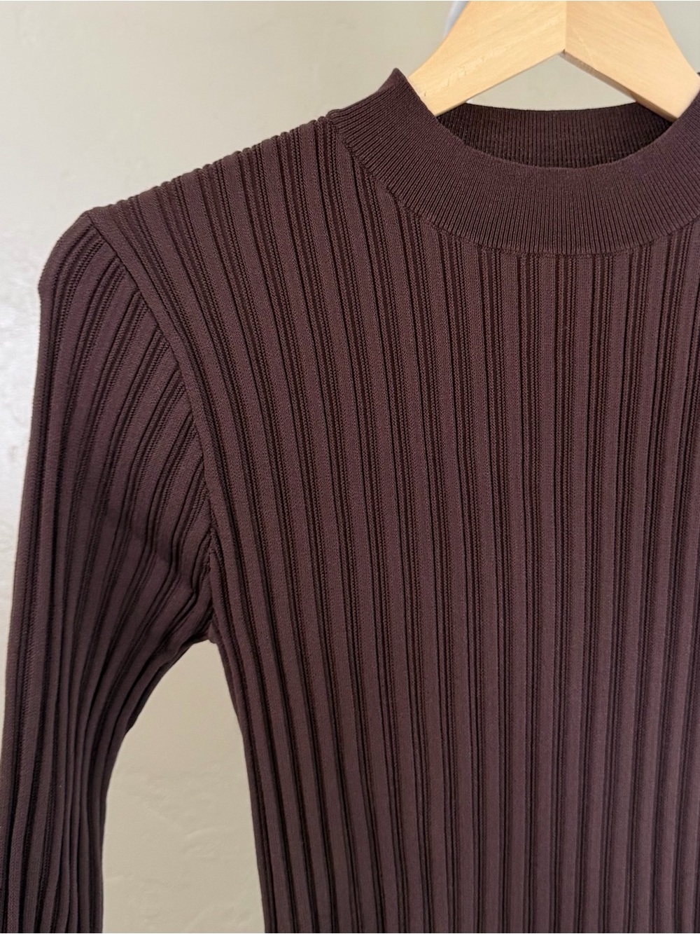 Commense Espresso Brown Mock Neck Flared Sweater Mini Dress Small NWT - Picture 4 of 9